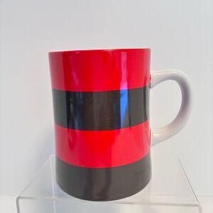 Red & Brown Wide Stripe Ceramic Coffee Beverage Mug